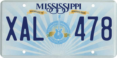 MS license plate XAL478