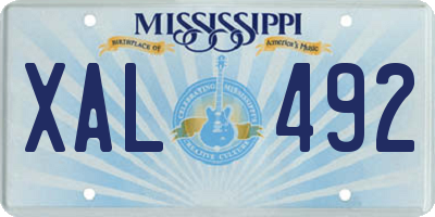 MS license plate XAL492
