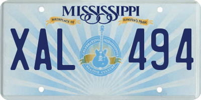 MS license plate XAL494