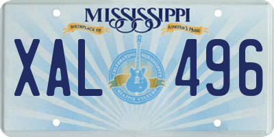 MS license plate XAL496