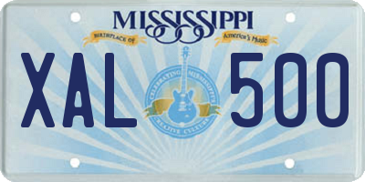 MS license plate XAL500