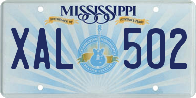 MS license plate XAL502