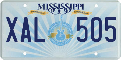 MS license plate XAL505