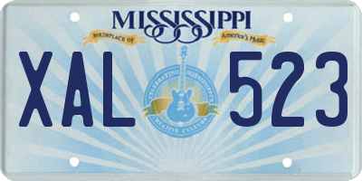 MS license plate XAL523