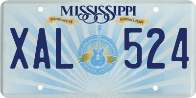 MS license plate XAL524