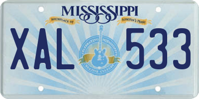 MS license plate XAL533