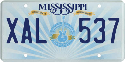 MS license plate XAL537