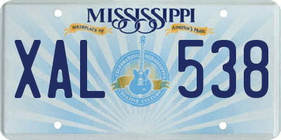 MS license plate XAL538