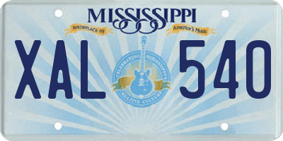 MS license plate XAL540
