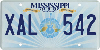 MS license plate XAL542