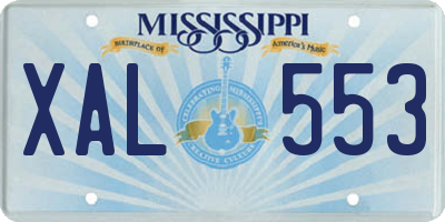 MS license plate XAL553