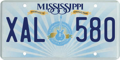MS license plate XAL580