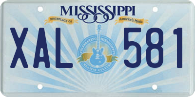 MS license plate XAL581