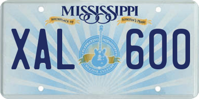 MS license plate XAL600