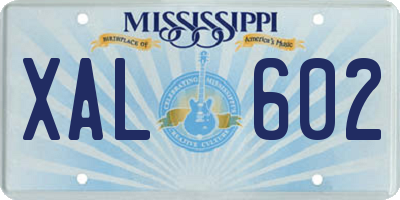 MS license plate XAL602