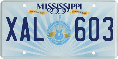 MS license plate XAL603