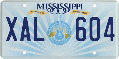 MS license plate XAL604