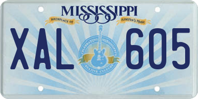 MS license plate XAL605