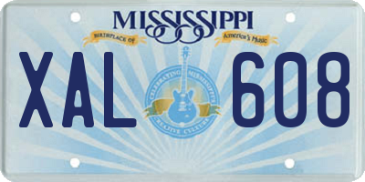 MS license plate XAL608