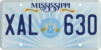 MS license plate XAL630
