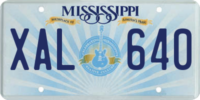 MS license plate XAL640