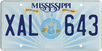 MS license plate XAL643