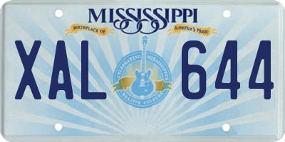 MS license plate XAL644