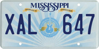 MS license plate XAL647