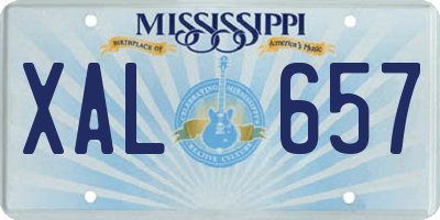 MS license plate XAL657