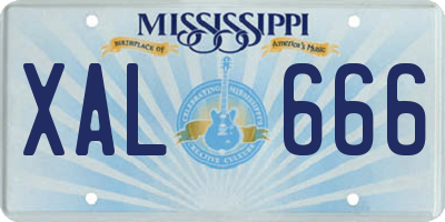 MS license plate XAL666
