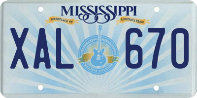 MS license plate XAL670