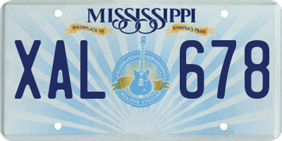 MS license plate XAL678