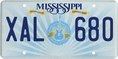 MS license plate XAL680