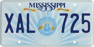 MS license plate XAL725