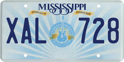 MS license plate XAL728