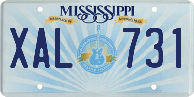 MS license plate XAL731