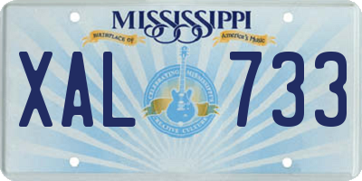 MS license plate XAL733