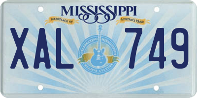 MS license plate XAL749