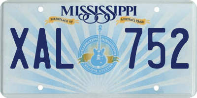MS license plate XAL752