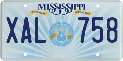 MS license plate XAL758