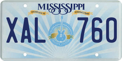 MS license plate XAL760