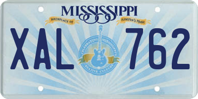 MS license plate XAL762