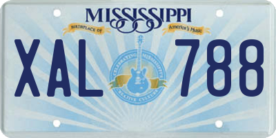MS license plate XAL788
