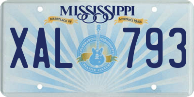 MS license plate XAL793