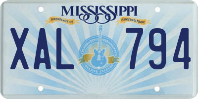 MS license plate XAL794