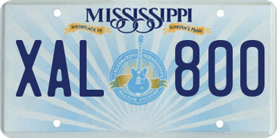 MS license plate XAL800