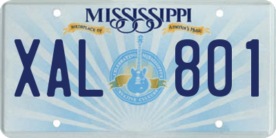 MS license plate XAL801
