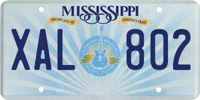 MS license plate XAL802