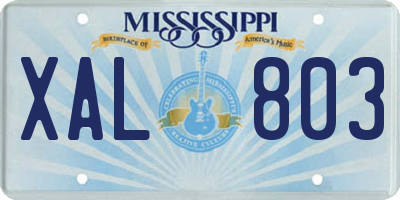 MS license plate XAL803