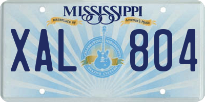 MS license plate XAL804